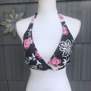 Florence & Fred black floral halter bikini top